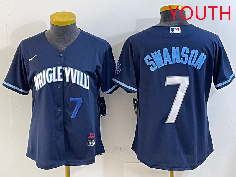 Youth Chicago Cubs #7 Swanson Blue City Edition Game 2025 Nike MLB Jersey style 3->youth mlb jersey->Youth Jersey